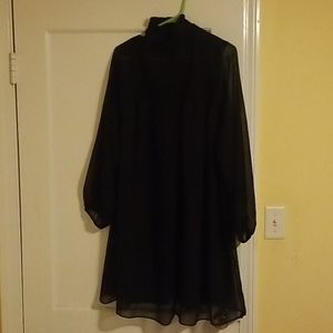 Mesh Sleeve Turtleneck Dress